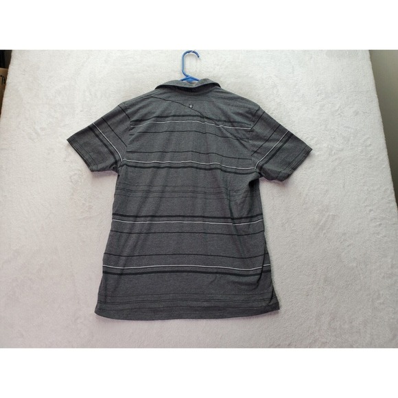 Volcom Polo Shirt Boys Medium Gray Striped Cotton Short Casual Sleeve Collared - Picture 2 of 8